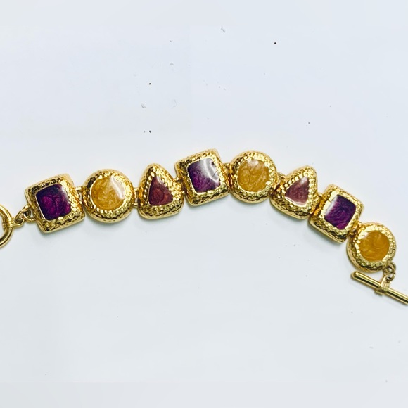 Gold bangle toggle clasp fashion bracelet ❤️ - Picture 7 of 7